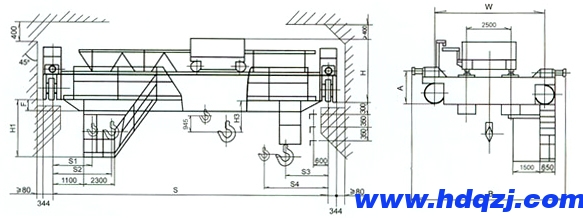 QD型50/10噸電動雙梁慢速吊鉤橋式起重機 QD型50/10噸電動雙梁慢速吊鉤橋式起重機