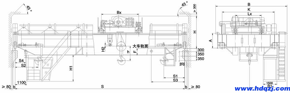 QY型5~20/5t絕緣吊鉤橋式起重機 QY型5~20/5t絕緣吊鉤橋式起重機
