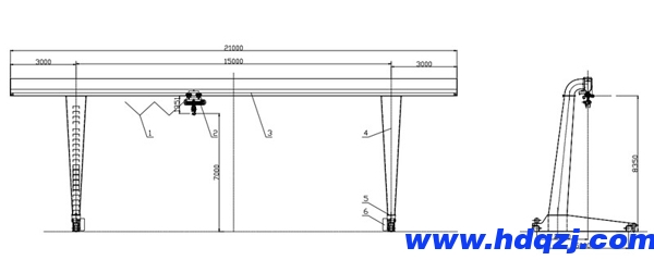 MHL型單梁偏掛龍門吊結構圖紙 MHL型單梁偏掛龍門吊結構圖紙
