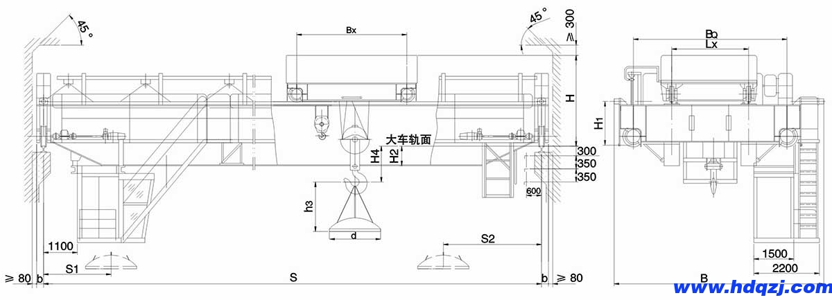 QC型5~20/5t電磁吊鉤橋式起重機 QC型5~20/5t電磁吊鉤橋式起重機