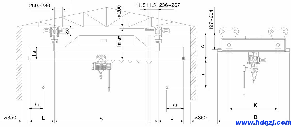LX型0.5~10t懸掛橋式起重機(jī) LX型0.5~10t懸掛橋式起重機(jī)