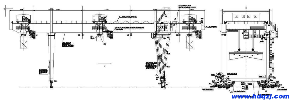 輪胎式龍門吊結構技術參數圖 輪胎式龍門吊結構技術參數圖