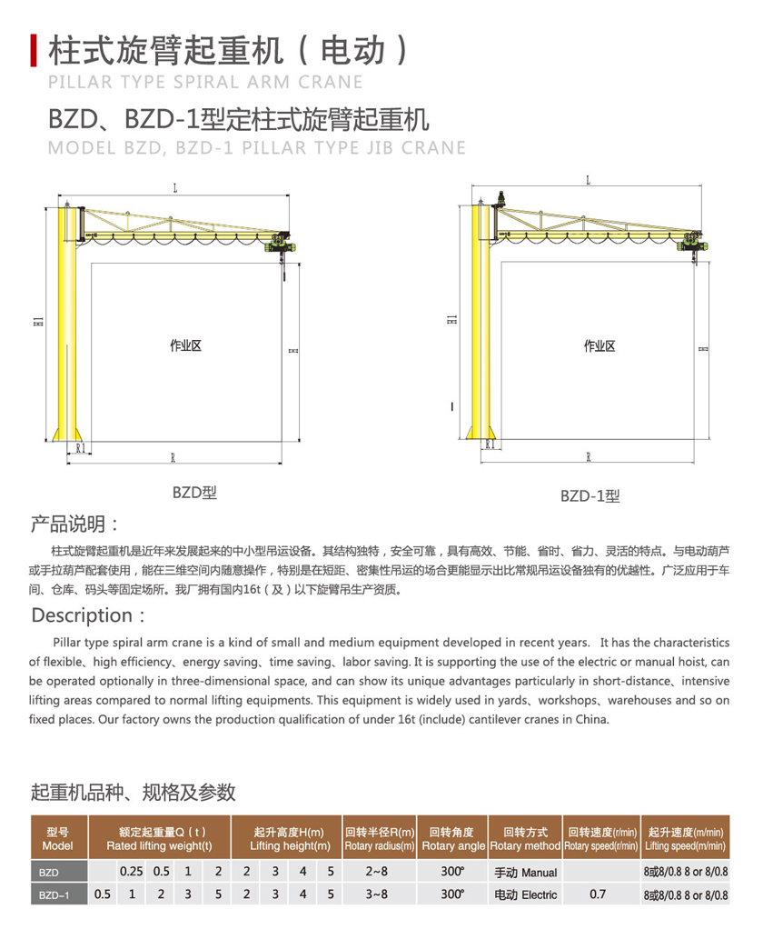 BZ型定柱式旋臂起重機(jī) BZ型定柱式旋臂起重機(jī)